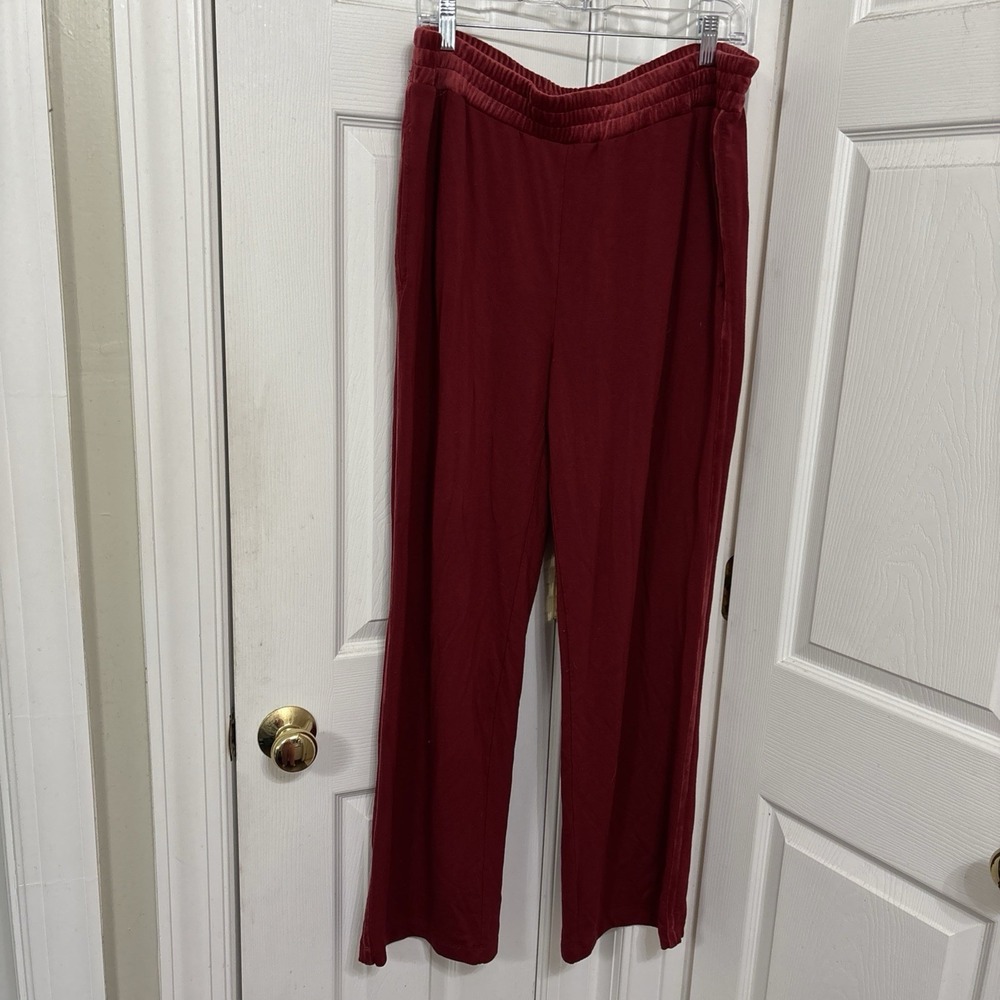 Soma Ultra Soft Fleece Velour Trim Lounge Pants Red XL Holiday Loungewear